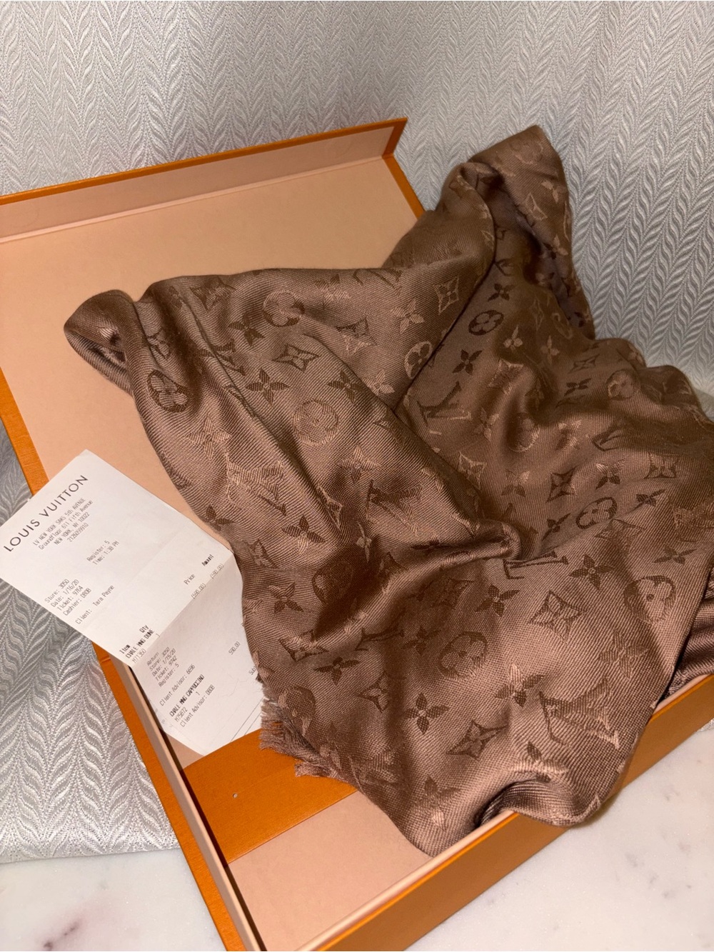 Louis Vuitton Monogram Shine Shawl Cappuccino